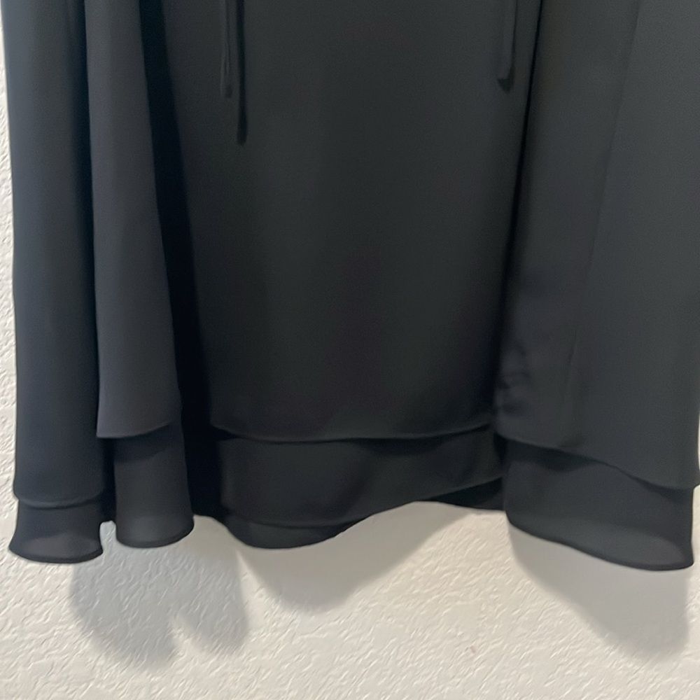 AMANDA UPRICHARD Black Sleeveless Mini Dress Belle Ruffle Tie LBD, Size XS - Picture 3 of 7